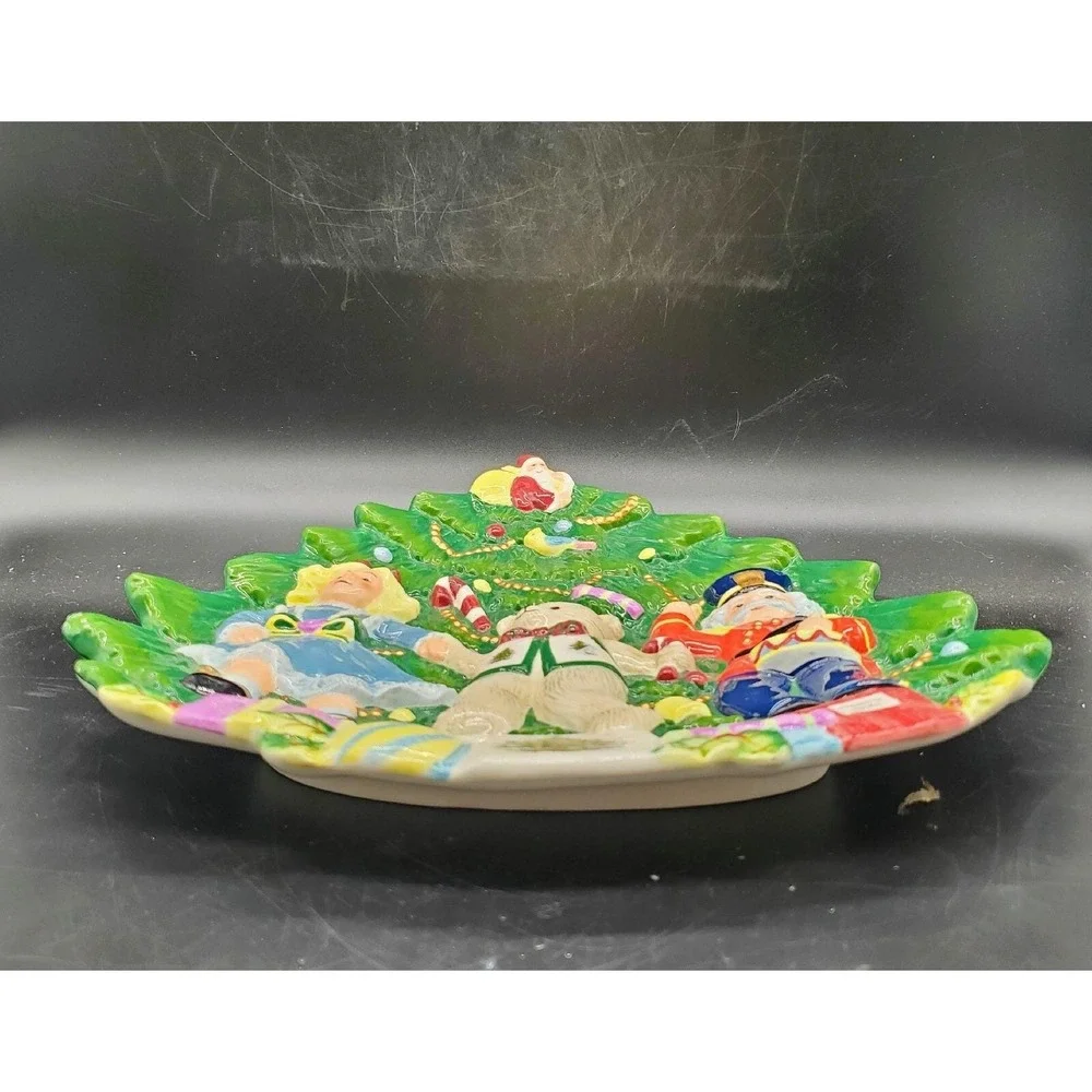 Spode Christmas Tree Cookie Plate Toys Around The Tree Presents Doll Bear 11